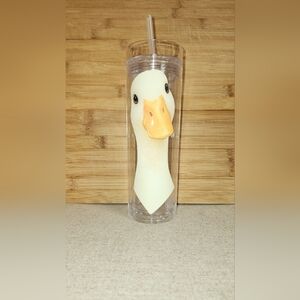 Hand Crafted Duck Design Tumbler - Cream and Orange